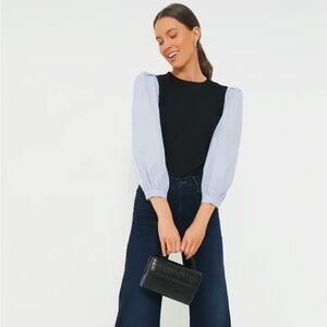 Tuckernuck Black and Light Blue Blouse